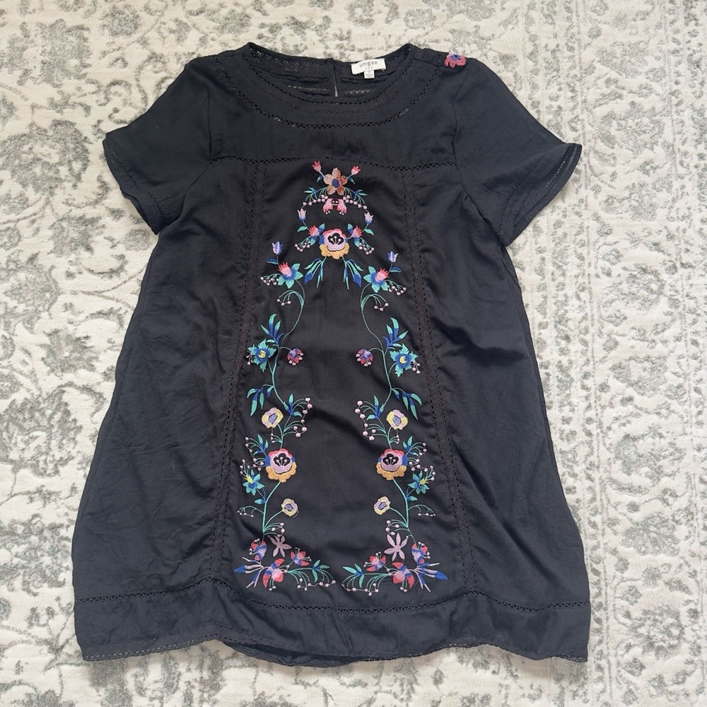 Black Dress with Floral Embroidery